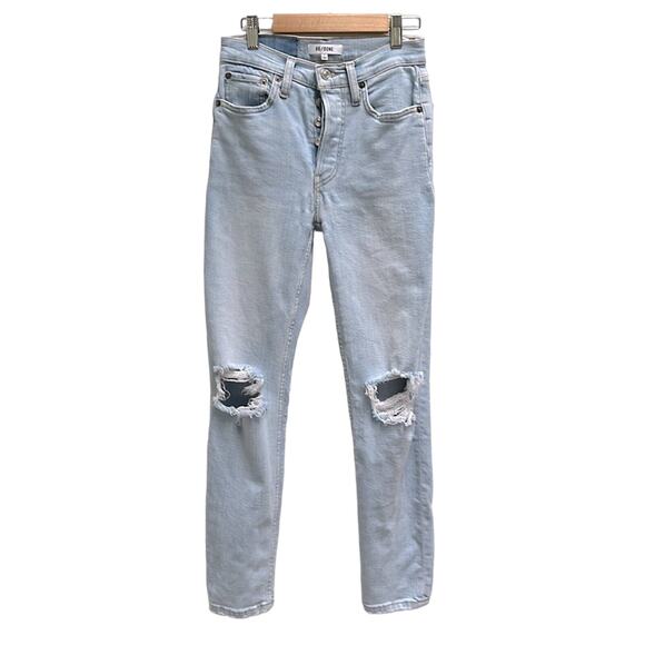 Re/Done Denim 90’s High Rise Ankle Crop Jeans Size 24 - Picture 1 of 16